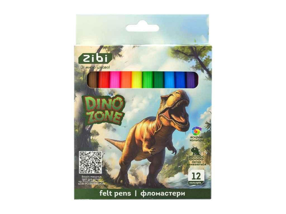Фломастери 12кол. DINO, KIDS Line ZB.2825 ТМ ZIBI Київ - фото 1