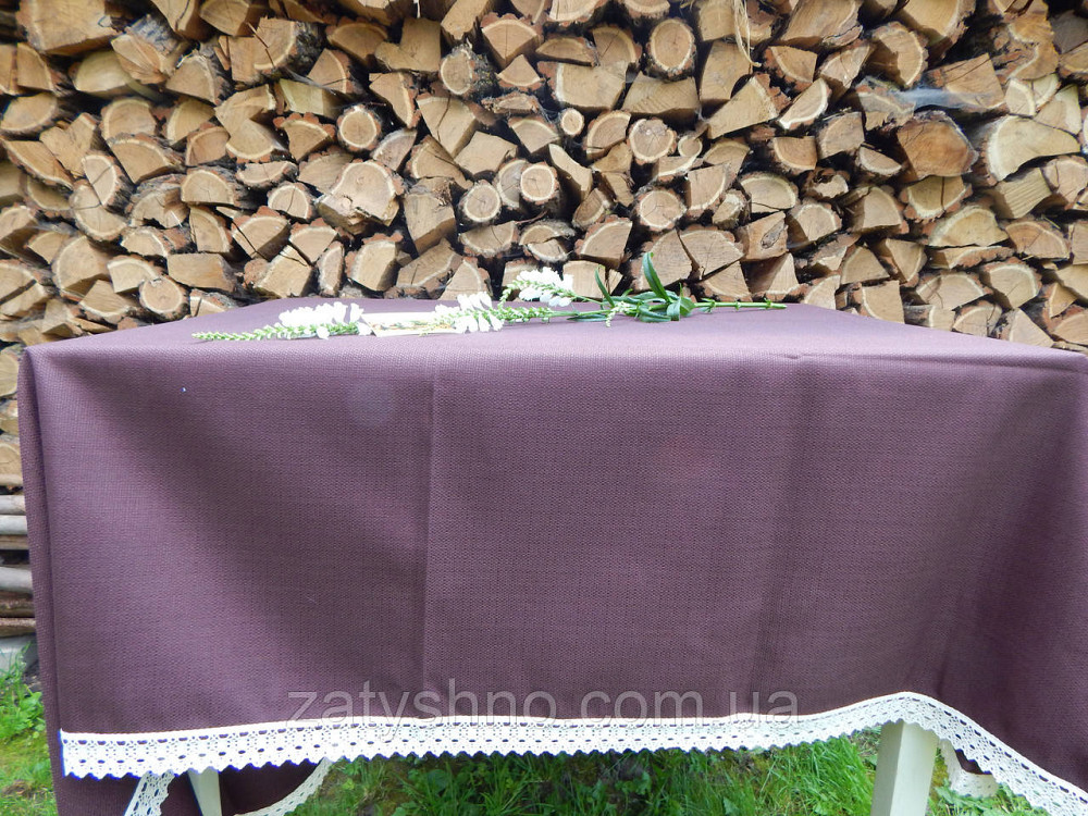 Скатерть коричневая с ажуром по боках Киев - изображение 2