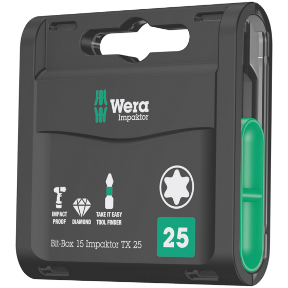 Набор ударних біт TX Wera Bit-Box Impaktor TX25 15шт с алмазним покриттям 05057775001 Одеса
