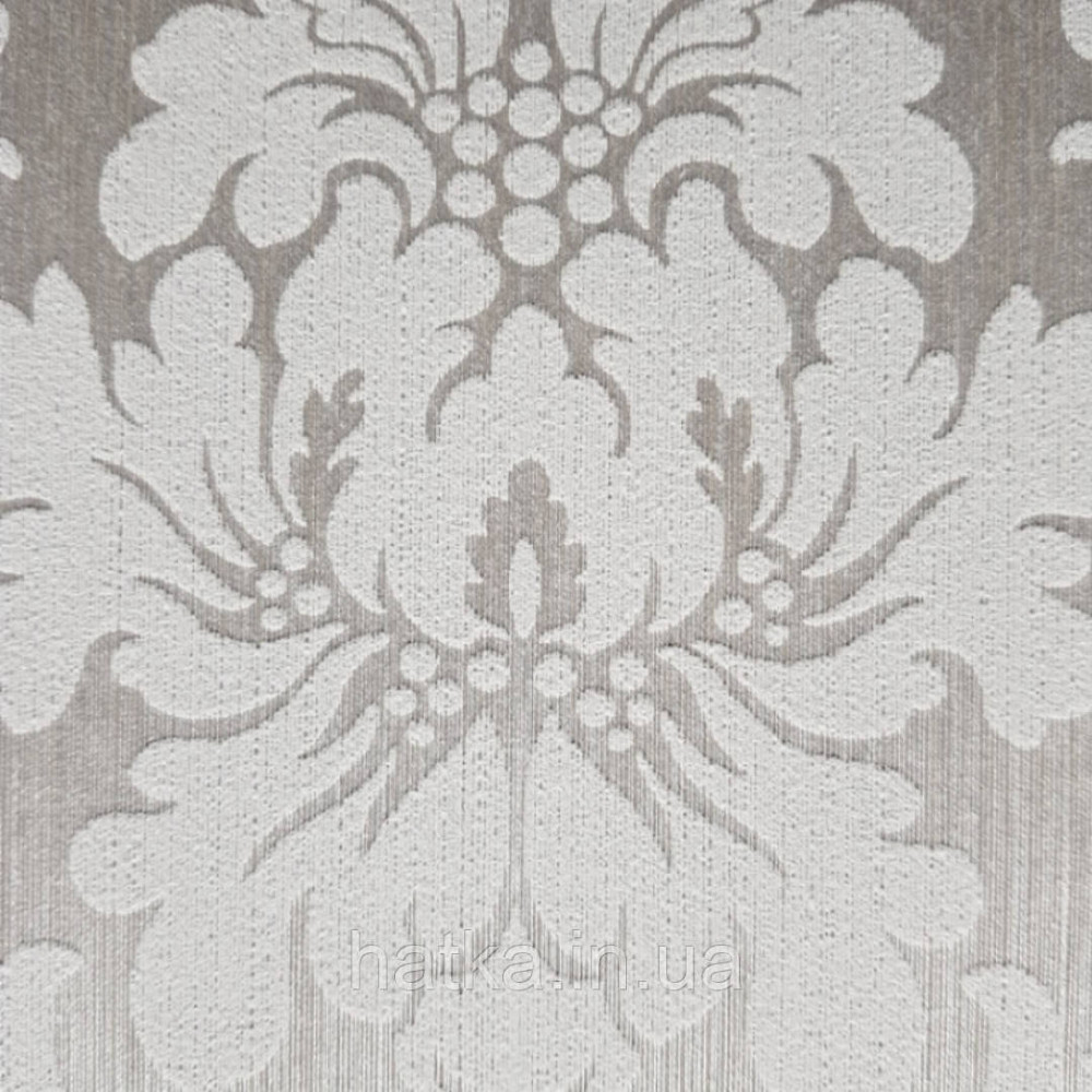 Текстильні шпалери на флізеліновій основі Da capo RaschTextil 085838 вензелі завитки білі на сріблястому фоні Київ - фото 2