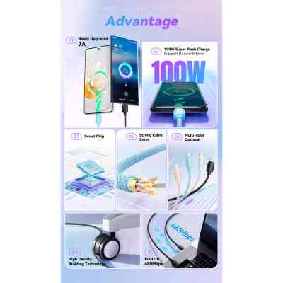 Дата кабель USB 2.0 AM to USB-C 2.0m 100W blue Essager (EXC7A-WLA03-P) Винница