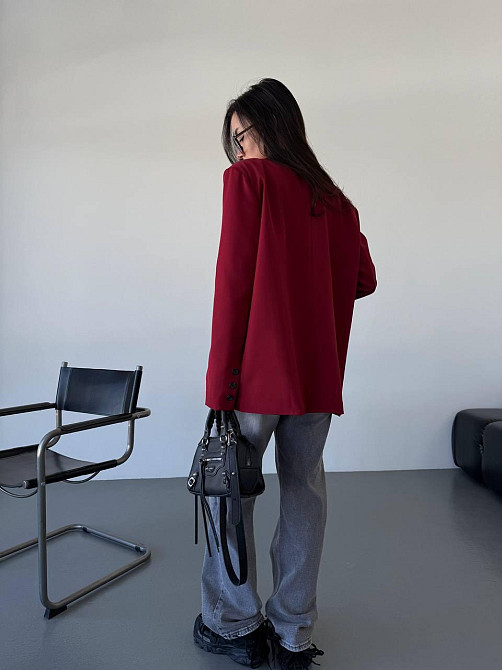 Жіночий класичний оверсайз піджак на підкладці костюмка Бордо, 42/44 Одеса - фото 4