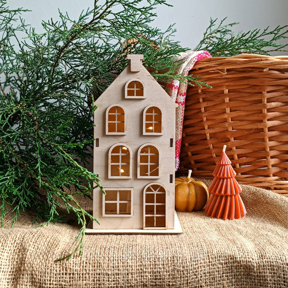 Декоративный домик  подсвечник с LED 22 см Ирпень - изображение 1