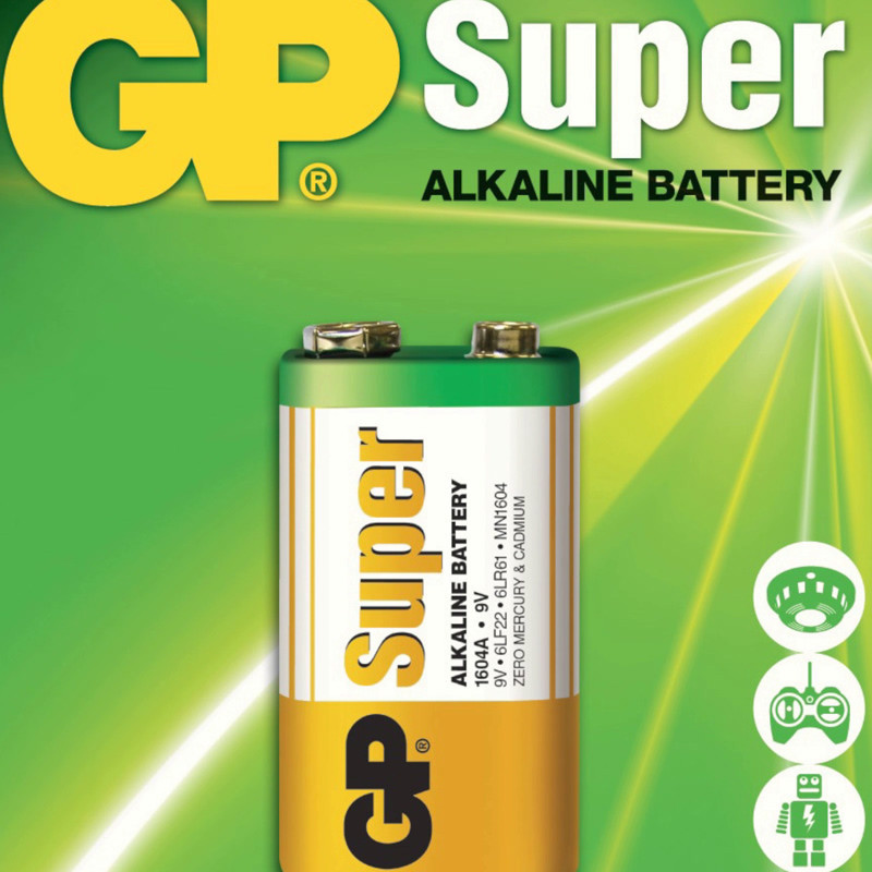 Батарейка "КРОНА" лужна 9.0V прямокутна GP Super Alkaline блістер Мукачево - фото 1