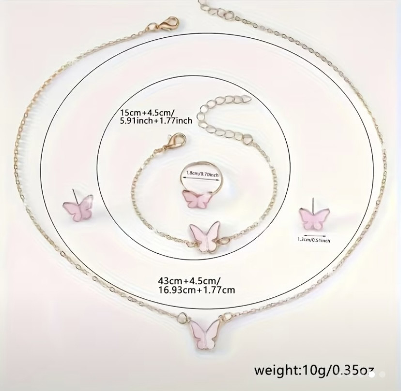 Подарочный набор для женщин Бабочки наручные часы браслет цепочка с кулоном и серьги розовый Киев - изображение 7