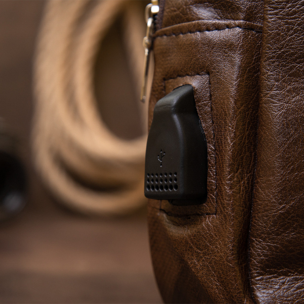 Сумка кросс боди с эмблемой из кожзама Vintage 20569 Коричневая Киев - изображение 1