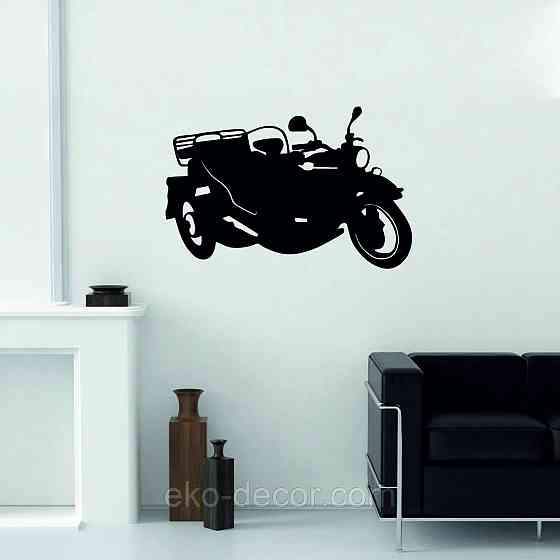 Декоративное настенное Панно «Мотоцыкл с коляской» Декор на стену 110*72 см, Черный Киев