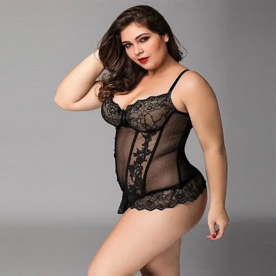 Мереживний корсет JSY «Сексуальна Белла» Plus Size Black, дрібна сітка, гіпюр, чашки з кісточками Львов