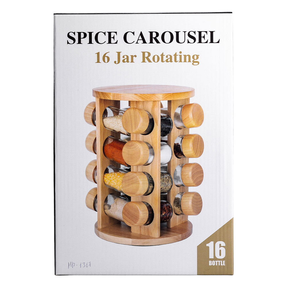 Набір для спецій на дерев'яній підставці 16 скляних ємностей для приправ HP-1367 Коломия - фото 6