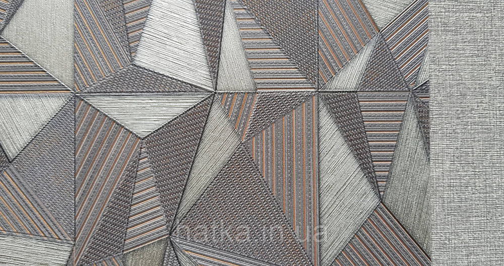 Обои виниловые на флизелине AdaWall Omega1.06х10 геометрия 3д темно серые серебро 23204-5 Киев - изображение 5