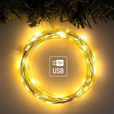 Гирлянда ColorWay Роса LED 100 10 м 8 функций теплый цвет USB (CW-G-100L10NU) Винница - изображение 12