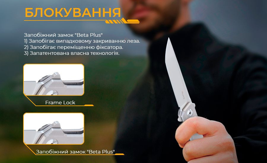 Ніж складаний туристичний Ruike M126-TZ, (9.1 см) steel 154СМ / TC4 (титан) сірий Киев - изображение 20