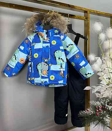 Детский зимний комбинезон на мальчика куртка и полукомбинезон 74,80,86,92 Николаев