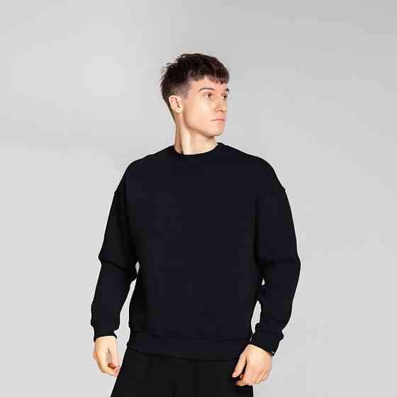 Свитшот Slavni оверсайз мужской черный, Свитшот Slavni Ample тринитка начес черный Киев