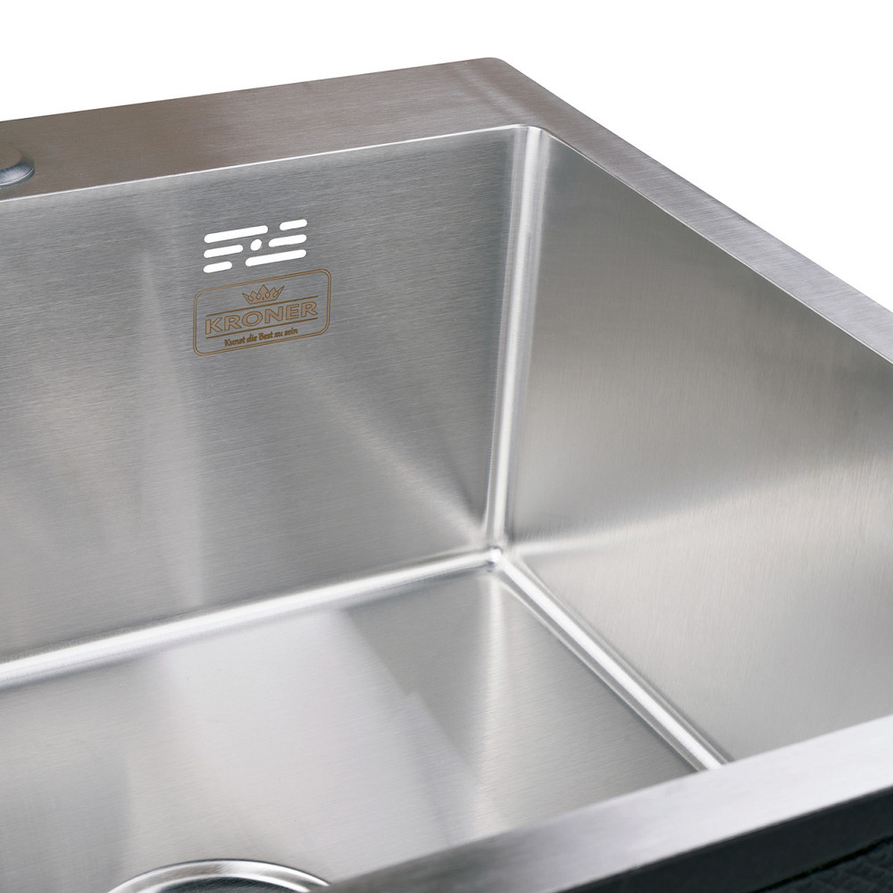 Кухонная мойка с нержавеющей стали Kroner KRP Gebürstet - 5050HM (3/1 мм) Киев - изображение 6