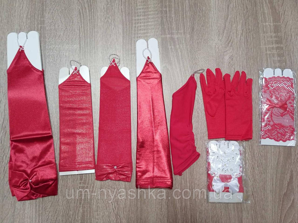 Перчатки красные детские к бальным нарядным платьям Кривой Рог - изображение 1