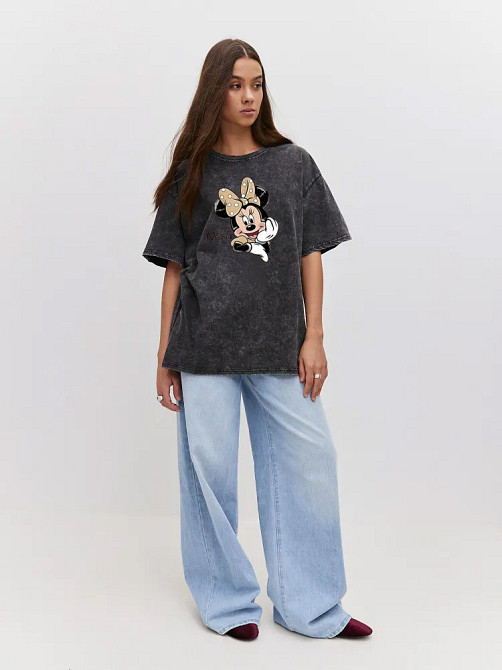 Футболка оверсайз винтаж с принтом Черный Минни-бант Харьков - изображение 1