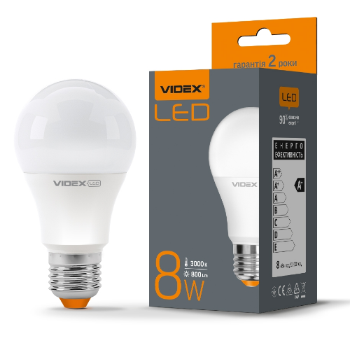Лампа A60e 8W E27 3000K 220V LED Videx Житомир