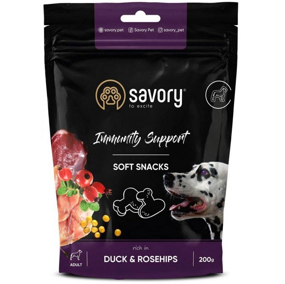 Мягкое лакомство для собак Сейвори Savory Immunity Support Soft Snacks с уткой и шиповником 200 г Винница - изображение 1