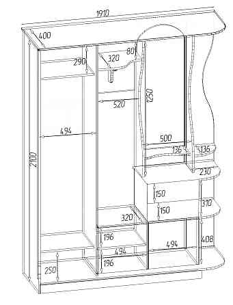 Передпокій Люкс-купе LUX, Дуб Аппалачі, 1910/400/2100 Львів