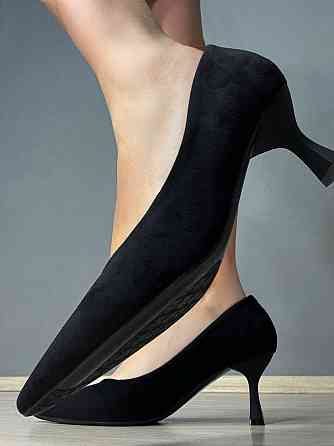 Туфли женские Meideli 6605-11 лодочки на каблуке экозамш черные, 37, 23,5 см Киев