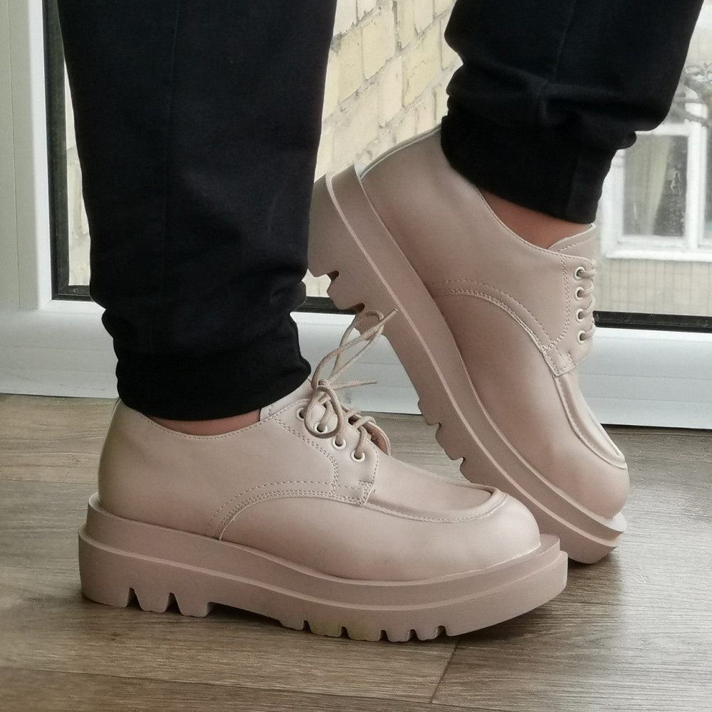 Жіночі Бежеві Туфлі Кросівки на Танкетці Сліпони Шкіряні Мокасини (розміри: 36,37,38,39,40,41) — 6-23х Дніпро - фото 6