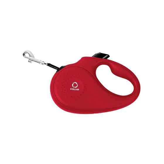 Поводок-рулетка CoLLaR для собак, размер M, 25 кг, 5 м, светоотражающая лента, красный Киев