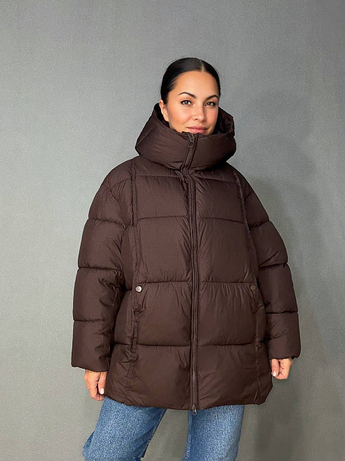 Куртка жіноча Lady Yep 10036 парка пуфер оверсайз з капюшоном коричнева, коричневий, 42 Київ - фото 16