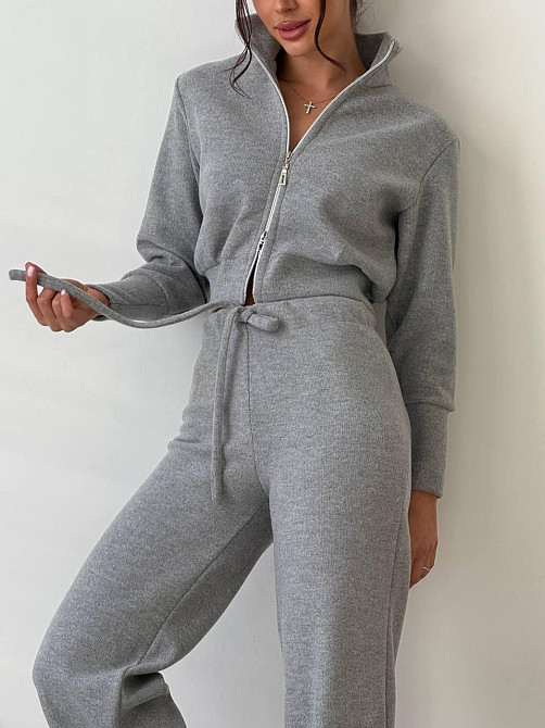 Жіночий базовий теплий костюм-двійка: кофта та штани щільна ангора в'язання Сірий, 42/44 Одеса - фото 4