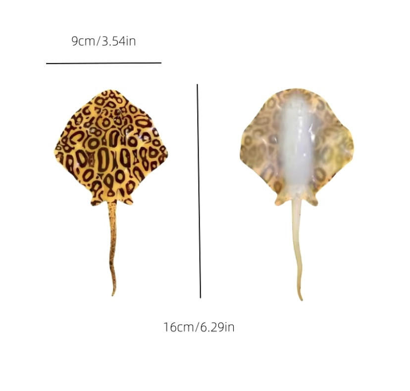 Скат для акваріума штучний силіконовий та люмінесцентний в темноті світяться декор в акваріум розмір 16*9 см жовтий Київ - фото 7