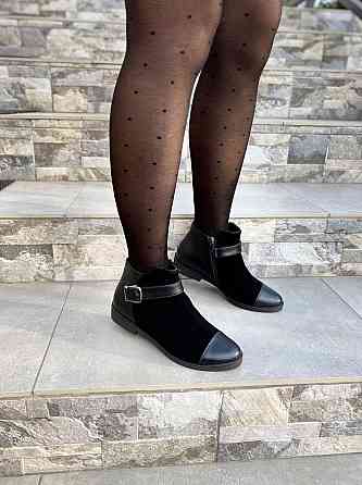 Черевики жіночі 218 чорні шкіра+замша натуральна 37р. (1204) Коломыя