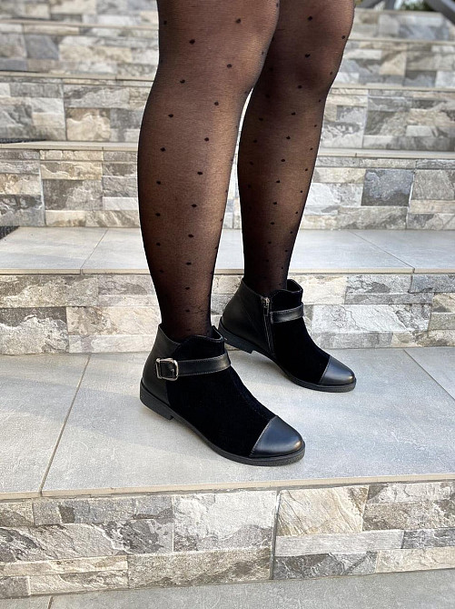 Черевики жіночі 218 чорні шкіра+замша натуральна 37р. (1204) Коломыя - изображение 5