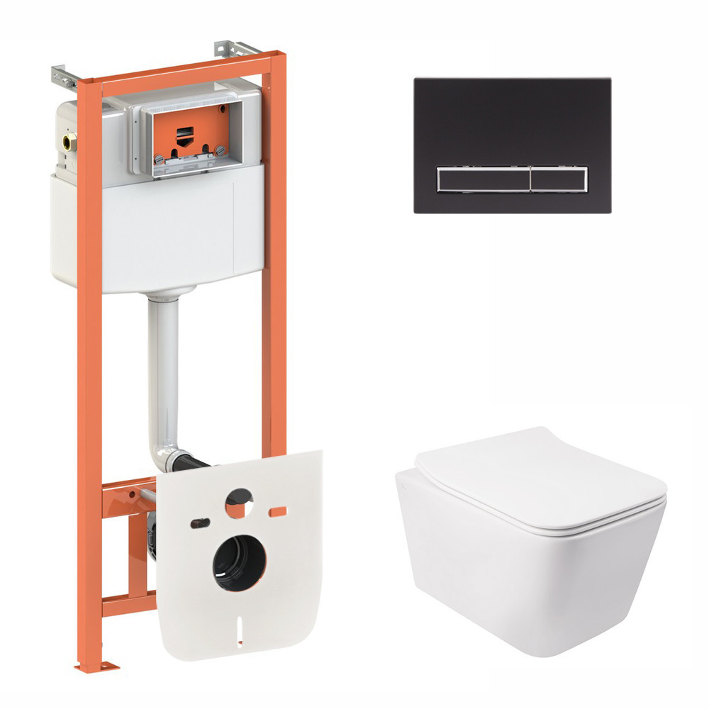 Готове рішення Qtap для ванної кімнати: підвісний унітаз Crow Rimless 520х360х290 + комплект інсталяції Nest 4 в 1 (лінійна Київ - фото 1