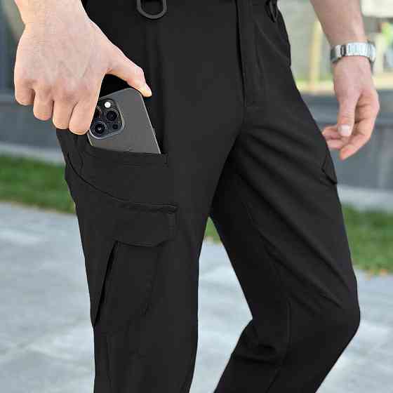 Штани карго чоловічі весняні з кишенями чорні Pobedov Tactical Soft Київ