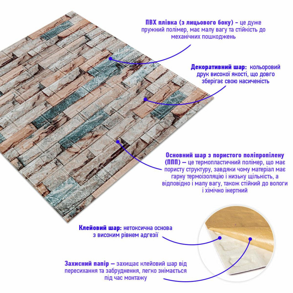 Стінова панель кольоровий мармур Київ - фото 2