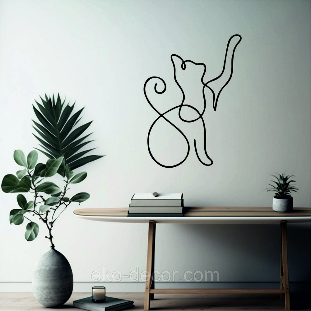 Декоративное настенное 3D Панно «Кот» Декор на стену с объемом 90*66 см, Черный Киев - изображение 4