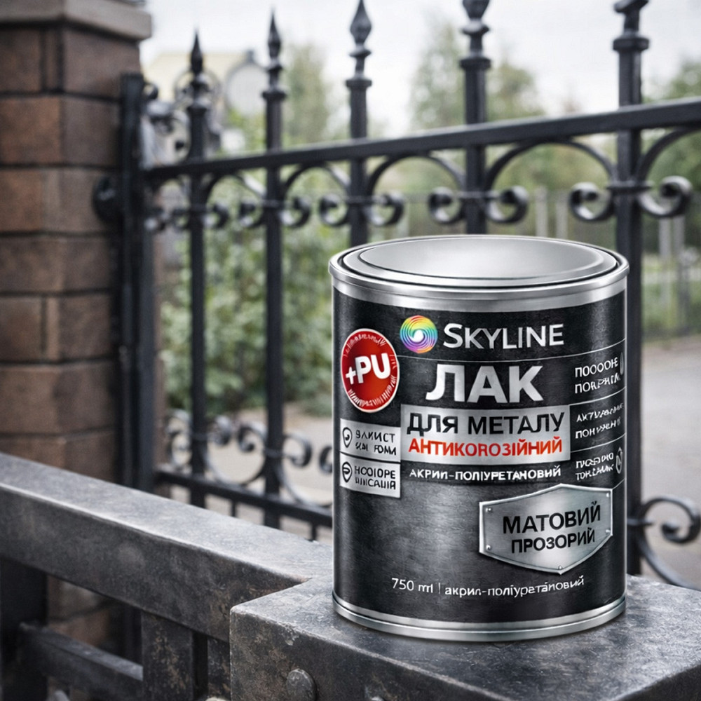 Лак для металу Skyline матовий прозорий акрил-поліуретановий антикорозійний без запаху 750 мл Харків - фото 9