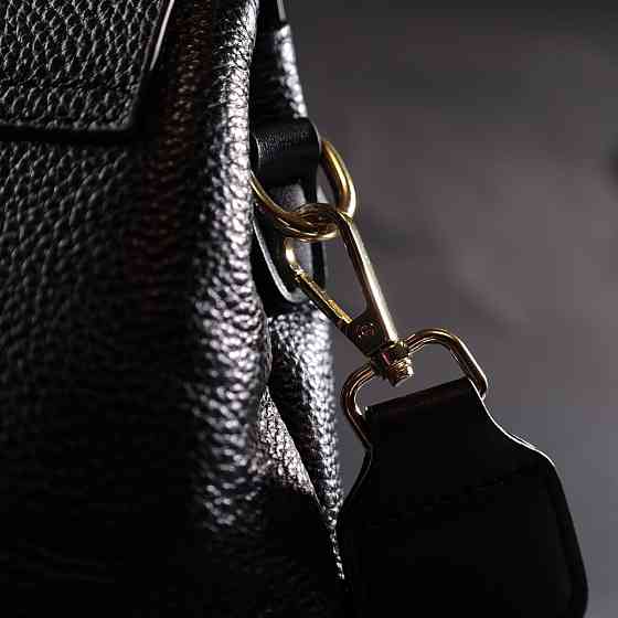 Жіноча сумка з цікавою ручкою з натуральної шкіри Чорна (Vintage) Київ