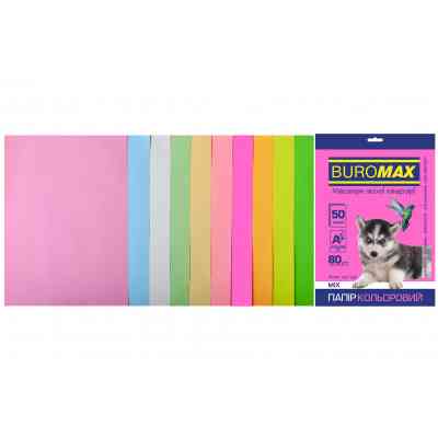 Папір Buromax А4, 80g, PASTEL+NEON, 10colors, 50sh (BM.2721750-99) Вінниця
