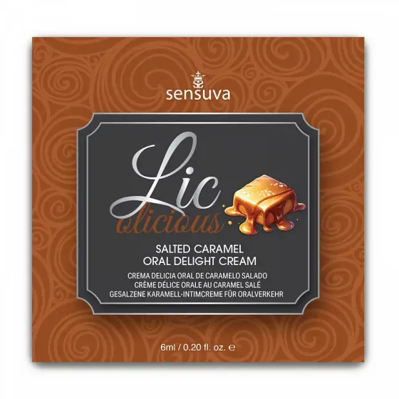 Пробник геля для мінету Sensuva Lic-o-licious Salted Caramel (6 мл), оліїстий, без цукру Львів