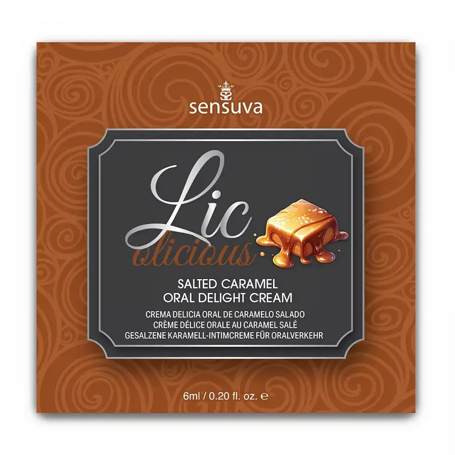 Пробник геля для мінету Sensuva Lic-o-licious Salted Caramel (6 мл), оліїстий, без цукру Львів - фото 1