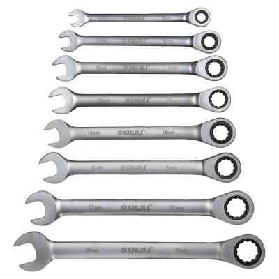 Ключ Sigma рожково-накидной трещоточный 8шт (8,10,12,13,14,15,17,19мм) CrV satine (6010521) Винница