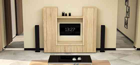 Стенка в гостиную под ТВ Эхо-4, Дуб Сонома, 2160х420х1850 Львов