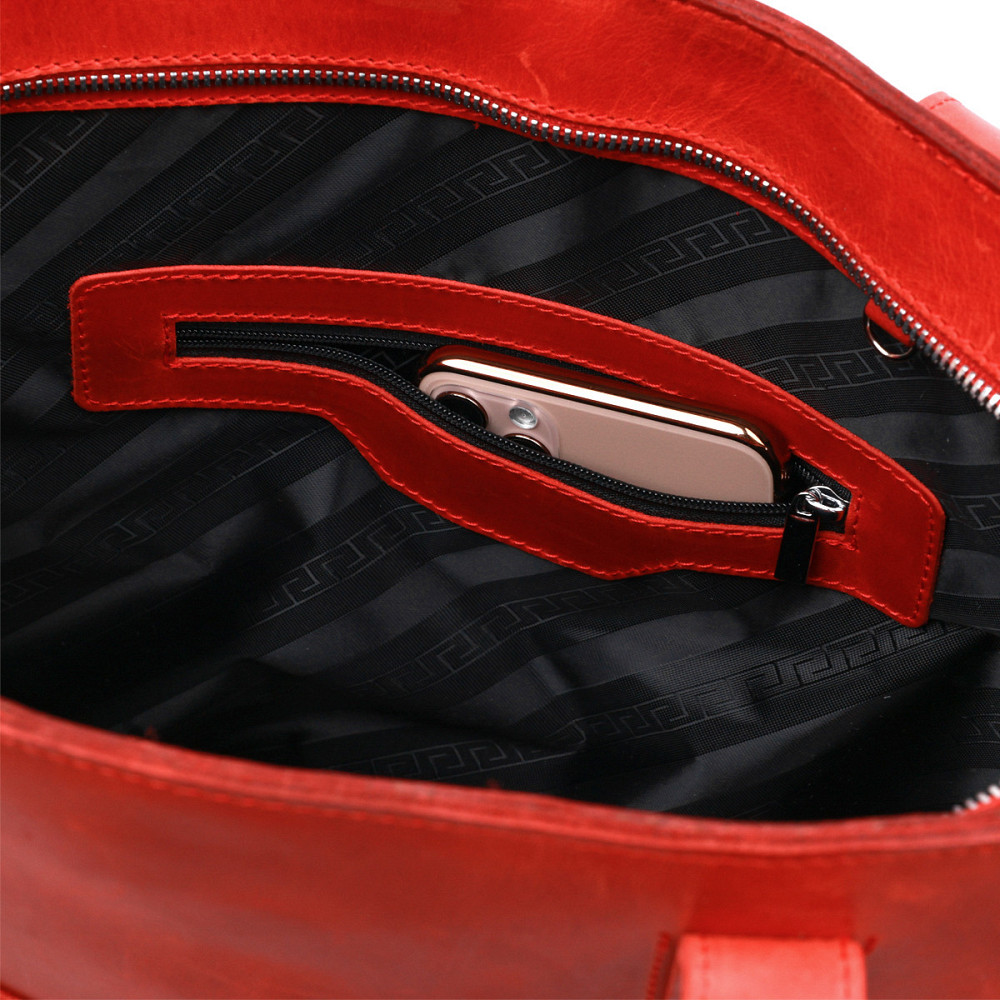 Винтажная яркая кожаная сумка Shvigel 16348 Красный Киев - изображение 7