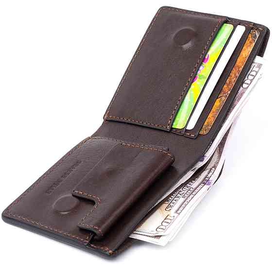 Строгое портмоне в гладкой коже на магнитах GRANDE PELLE 11307 Коричневое Киев