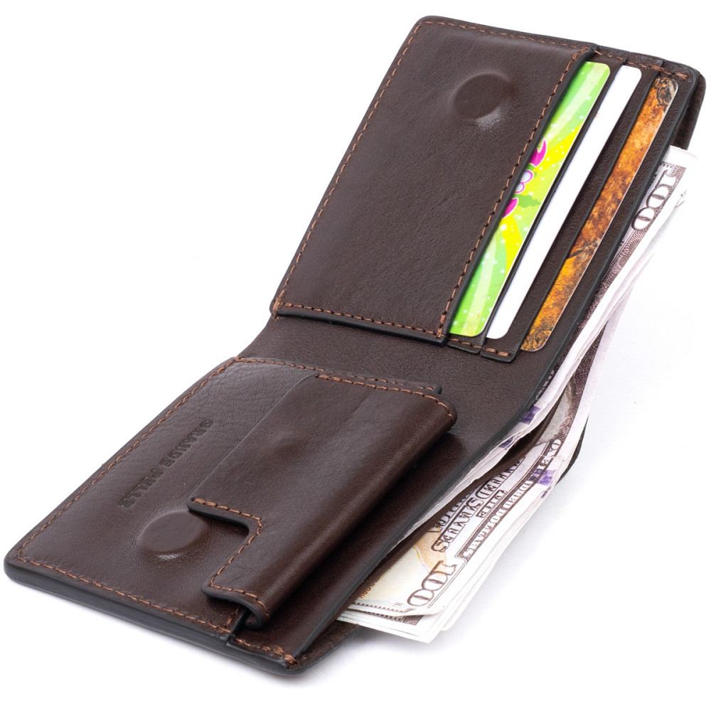 Строгое портмоне в гладкой коже на магнитах GRANDE PELLE 11307 Коричневое Киев - изображение 3