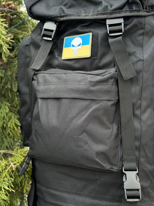 Каркасний рюкзак чорний 120л, система molle, водонепроникний, матеріал оксфорд, для військових Львів - фото 7