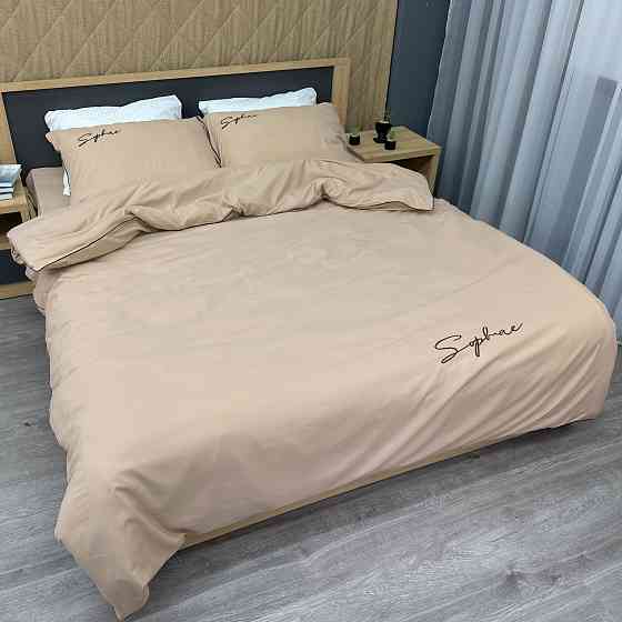 Комплект постільної білизни Сатин, Двоспальний 180х220 Бежевий (88-145) Київ