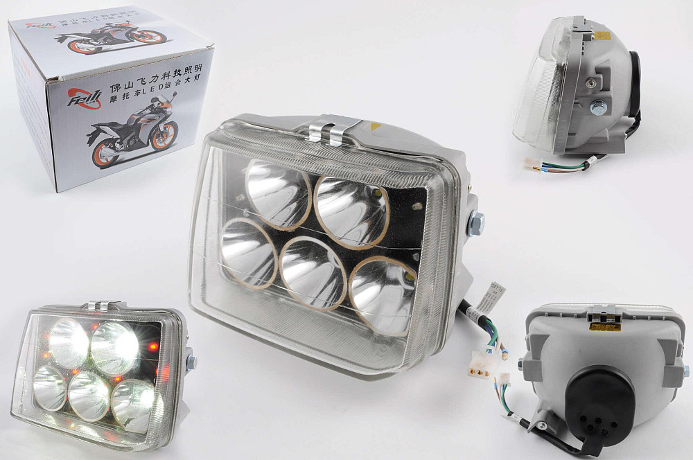 Фара прямокутна безкорпусна (кріплення 165mm, червоне підсвічування, косо скло) Feili Київ - фото 1