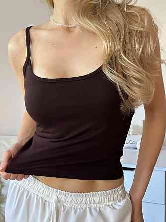 Жіноча базова повсякденна майка на бретелях у стилі sk!ms віскоза Шоколад Одеса